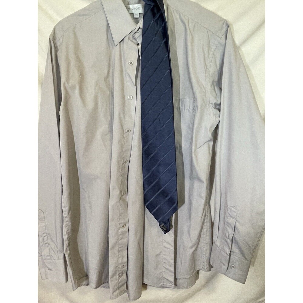 Marquis Men’s Dress Shirt Long Sleeve Size 15.5/34-35 Includes Tie